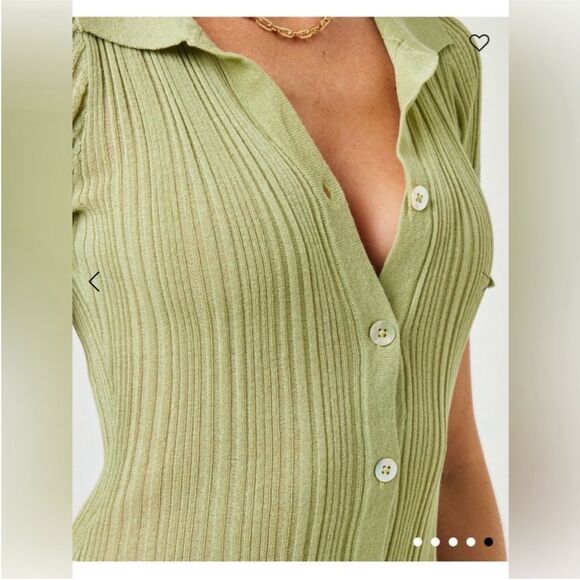 L*SPACE Linen Blend Undertow Cover-up Maxi Dress Light Olive Green Size M NWT - Picture 5 of 6